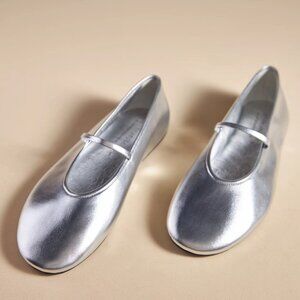 Jeffrey Campbell Silver Mary Jane Flats